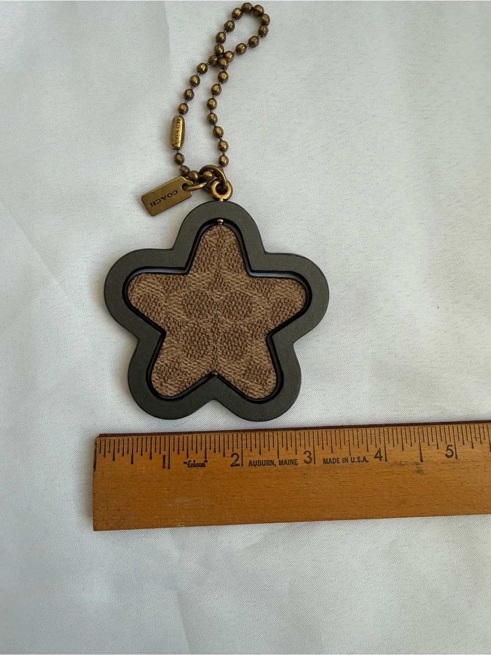 Coach 3D Star Bag Charm Keychain Signature Canvas Gold Hangtag